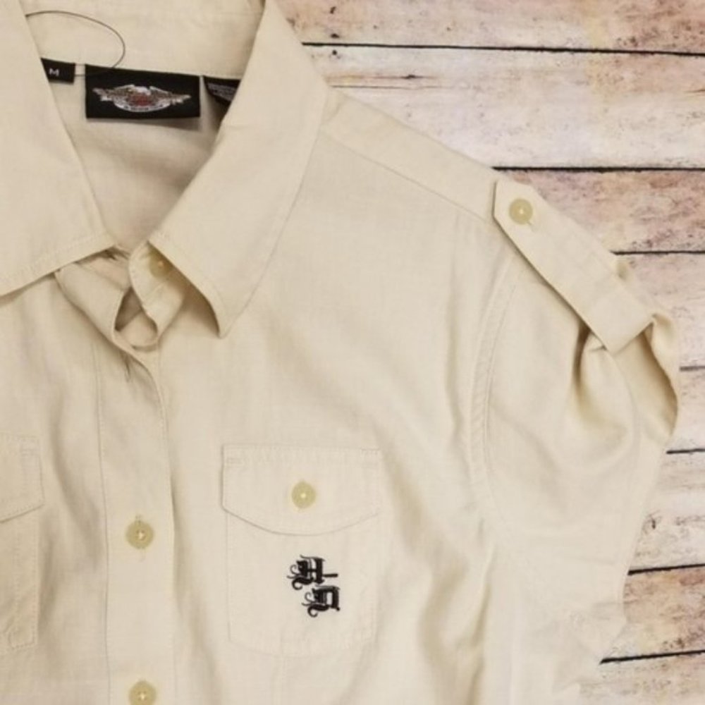 Harley Davidson Button Up Khaki Shirt